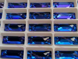 Пришивные стразы стекло Sapphire, Cosmic Baguette 6х18мм.
