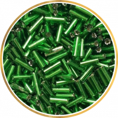 Стеклярус 7 мм, зеленый. 100 гр